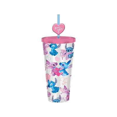 Lilo and Stitch Watercolor Angel and Stitch 24oz. Plastic Cold Cup