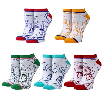 Sailor Moon Line Art Characters Ankle Socks 5-Pack