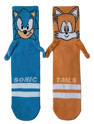 Sonic the Hedgehog Sonic and Tails Magnetic Hands Crew Socks GameStop Exclusive