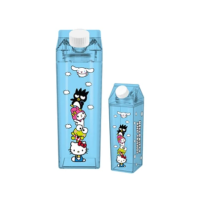 Sanrio Hello Kitty and Friends Stacked Friends and Clouds  16.2oz Plastic Milk Carton Bottle