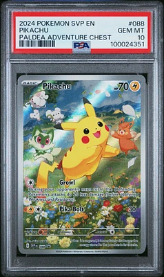 2024 Pokemon Svp En-sv Black Star Promo 088 Pikachu Paldea Adventure Chest PSA