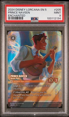 2024 Disney Lorcana En 5-shimmering Skies 205 Prince Naveen - Ukulele Player Enchanted PSA 9