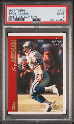 1997 Topps 110 Troy Aikman Minted In Canton PSA 9