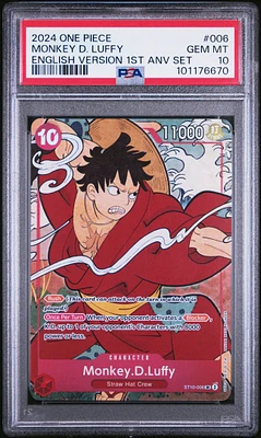 2024 One Piece English Version 1st Anniversary Set 006 Monkey D. Luffy PSA 10