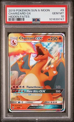 2019 Pokemon Sun & Moon Hidden Fates 9 Charizard Gx PSA