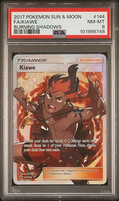 2017 Pokemon Sun & Moon Burning Shadows 144 Full Art/kiawe PSA