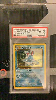 2000 Pokemon Neo Genesis 1st Edition 2 Azumarill-holo PSA 8