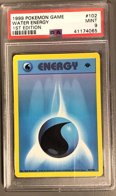 1999 Pokemon Game 102 Water Energy 1st Edition PSA