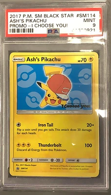 2017 Pokemon Sm Black Star Promo Sm114 Ash's Pikachu I Choose You! PSA