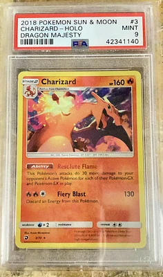 2018 Pokemon Sun & Moon Dragon Majesty 3 Charizard-holo PSA