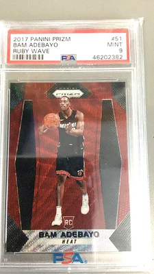 2017 Panini Prizm 51 Bam Adebayo Ruby Wave PSA 9