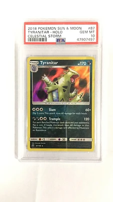 2018 Pokemon Sun & Moon Celestial Storm 87 Tyranitar PSA 10