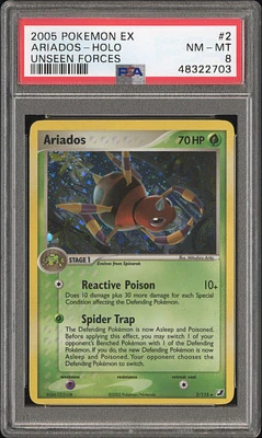 2005 Pokemon Ex Unseen Forces 2 Ariados-holo PSA 8