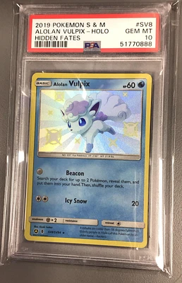 2019 Pokemon Sun & Moon Hidden Fates Sv8 Alolan Vulpix-holo PSA