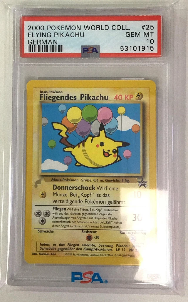 GameStop 2000 Pokemon Pikachu World 25 Flying Pikachu German PSA 