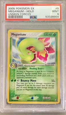 2005 Pokemon Ex Unseen Forces 9 Meganium-holo PSA 9