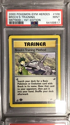 2000 Pokemon Gym Heroes 106 Brock's Training Method 1st Edition PSA 9