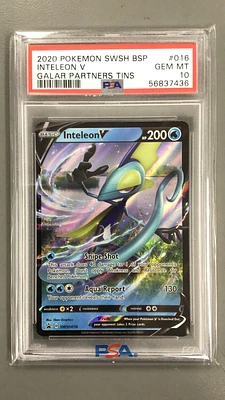 2020 Pokemon Swsh Black Star Promo 016 Inteleon V Galar Partners Tins PSA 10