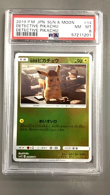 2019 Pokemon Japanese Sun & Moon Detective Pikachu 14 Detective Pikachu PSA 8