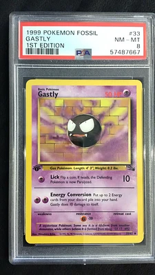 1999 Pokemon Fossil 33 Gastly PSA