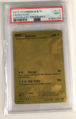 2013 Pokemon Black & White Legendary Treasures 115 Full Art/zekrom PSA 9