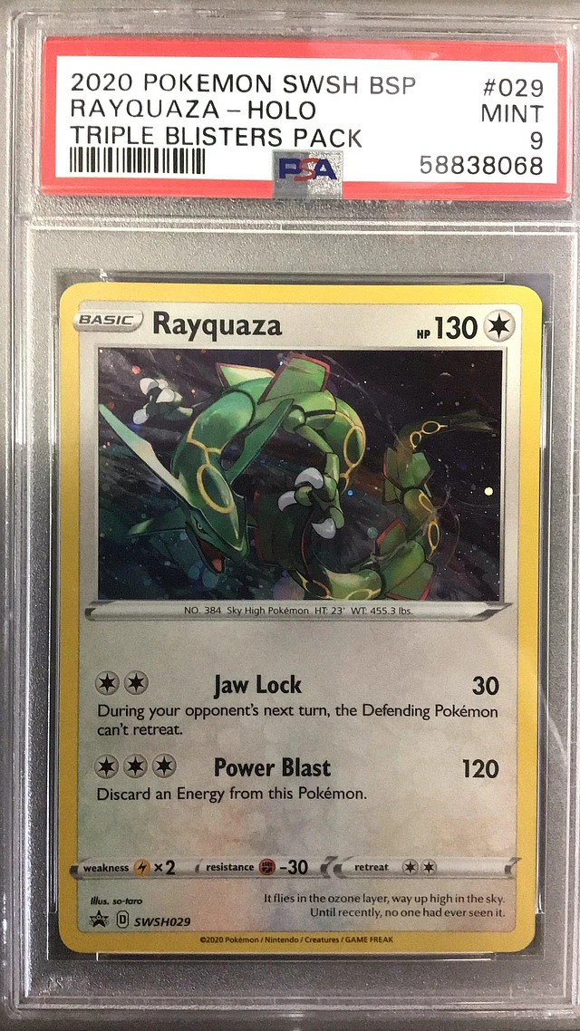 GameStop 2020 Pokemon Swsh Black Star Promo 029 Rayquaza-holo Triple  Blisters Pack PSA 9 | MainPlace Mall