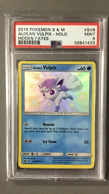 2019 Pokemon Sun & Moon Hidden Fates Sv8 Alolan Vulpix PSA 9