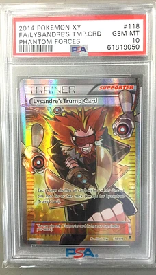 2014 Pokemon Xy Phantom Forces 118 Full Art/lysandre's Trump Card PSA 10