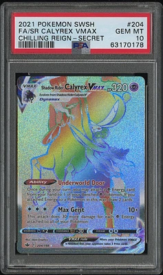 2021 Pokemon Sword & Shield Chilling Reign Full Art/shadow Rider Calyrex Vmax Secret PSA