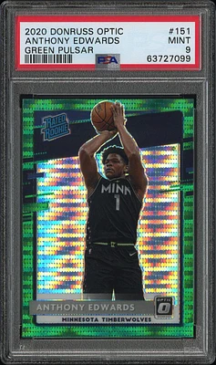 2020 Panini Donruss Optic 151 Anthony Edwards Green Pulsar PSA 9