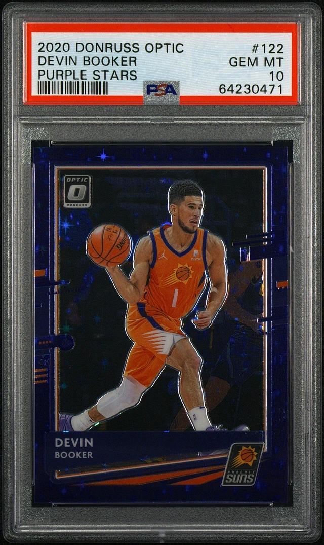 2020 Panini Donruss Optic 122 Devin Booker Purple Stars PSA 10