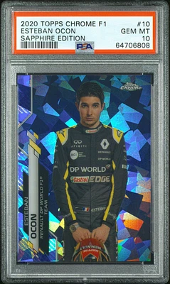 2020 Topps Chrome Formula 1 Sapphire Edition 10 Esteban Ocon PSA 10