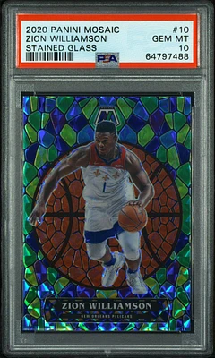 2020 Panini Mosaic Stained Glass 10 Zion Williamson PSA 10