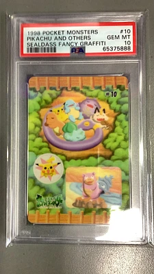 1998 Pocket Monsters Sealdass Fancy Graffiti 10 Pikachu And Others PSA 10