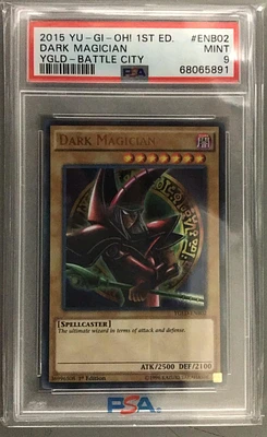 2015 Yu-gi-oh! Yugi's Legendary Deck: Battle City Enb02 Dark Magician 1st Edition PSA