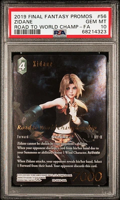 2019 Final Fantasy Promos 56 Zidane Road To World Championship-full Art PSA 10