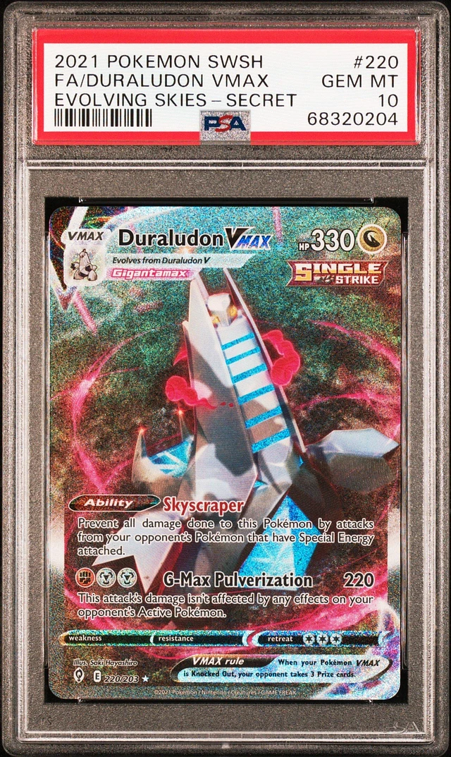 pokemon card duraludon vmax price TG21/TG30 PSA 10 Max Pulverization (220) This attacks damage isnt affected by any effects on your opponents Active Pokemon. Pokemon Trading Card Game Sword