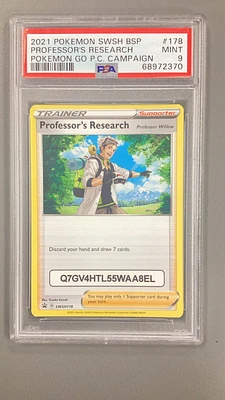 2021 Pokemon Swsh Black Star Promo 178 Professor's Research Pokemon Go Pokemon Center Campaign PSA 9