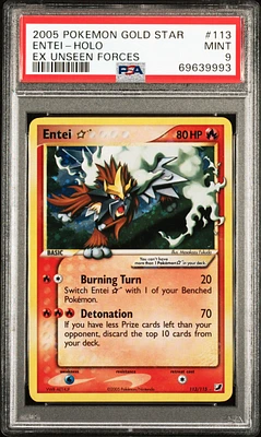 2005 Pokemon Ex Unseen Forces 113 Entei PSA 9