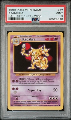 1999 Pokemon Game 32 Kadabra Base Set 1999-2000 PSA 9