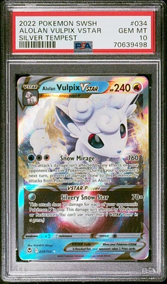 2022 Pokemon Sword & Shield Silver Tempest 034 Alolan Vulpix Vstar PSA 10