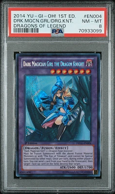 2014 Yu-gi-oh! Dragons Of Legend En004 Dark Magician Girl The Dragon Knight 1st Edition PSA 8