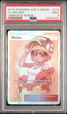 2019 Pokemon Sun & Moon Unbroken Bonds 214 Fa/welder PSA 9