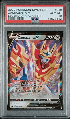 2020 Pokemon Swsh Black Star Promo 019 Zamazenta V Legend Of Galar Tins PSA 10