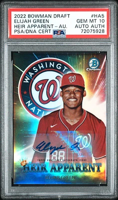 2022 Bowman Draft Heir Apparent Ha5 Elijah Green Autograph PSA 10