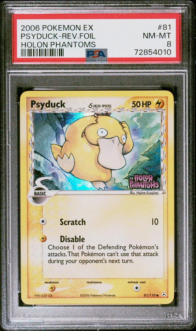 GameStop 2006 Pokemon Ex Holon Phantoms 81 Psyduck-reverse Foil PSA 8 | MainPlace Mall GameStop 2006 Pokemon Ex Holon Phantoms 81 Psyduck-reverse Foil PSA 8 | MainPlace Mall