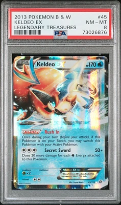 2013 Pokemon Black & White Legendary Treasures 45 Keldeo Ex PSA 8