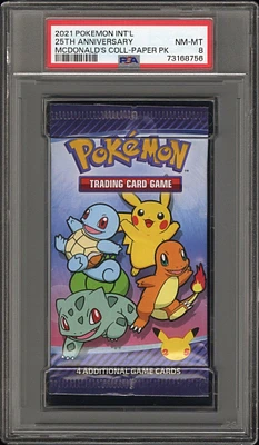 2021 Pokemon Int'l 25th Anniversary Mcdonald's Collection Paper Pack 25th Anniversary PSA 8