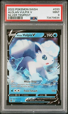 2022 Pokemon Sword & Shield Silver Tempest 033 Alolan Vulpix V PSA 9