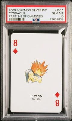 2000 Pokemon Silver Version Part 2 Playing Cards 155a Cyndaquil 8 Of Diamonds PSA 10